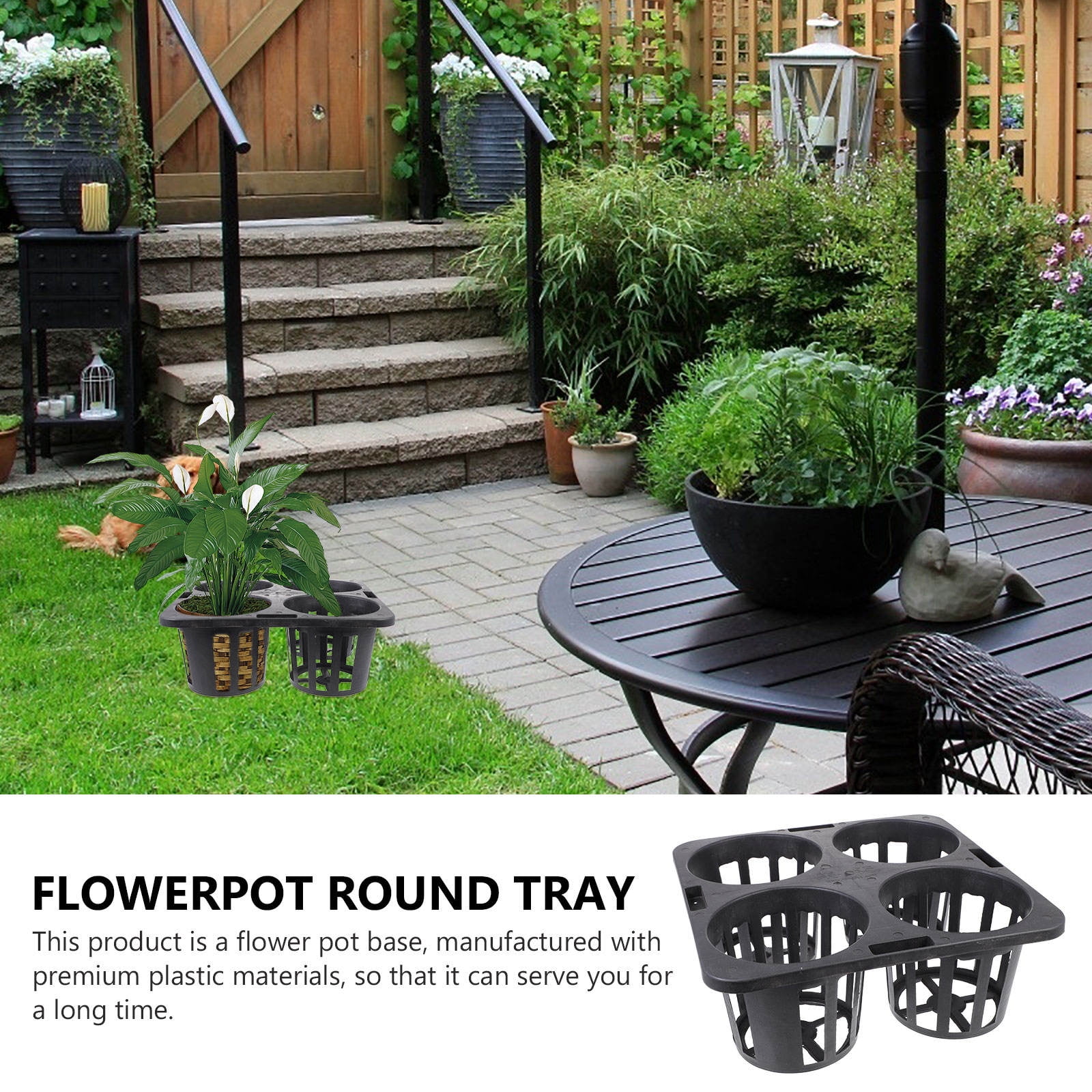 FRCOLOR  2 Pcs Flower Pots Tray Gardening Cell Round Nursery Planter Indoor Black