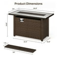 thumbnail image 3 of Propane Fire Pit Table with Waterproof Cover and Glass Rock, Lofka 45" Rattan 50000 BTU Gas Fire Pit with Lit for Outside, Brown, 3 of 6