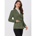 thumbnail image 3 of Blazer de gamuza sintética para mujer con cinturón de manga larga de un solo pecho Chaquetas de trabajo Outwear Coat Ejercito Verde XL, 3 of 6