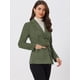 thumbnail image 3 of Blazer de gamuza sintética para mujer con cinturón de manga larga de un solo pecho Chaquetas de trabajo Outwear Coat Ejercito Verde XS, 3 of 6