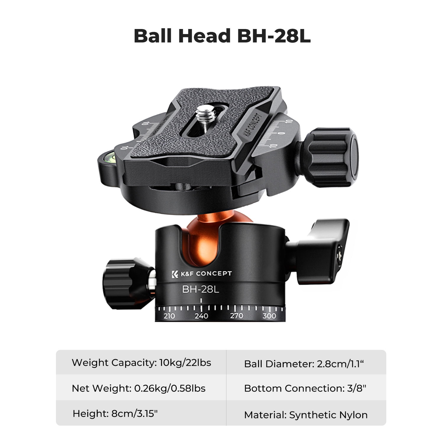K&F Concept 63.8"/1.63m Aluminum Camera Tripod for DLSR Camera,22lbs/10kg Load Travel Tripod with Bag, 360 Degree Ball Head, Mobile Phone Clip