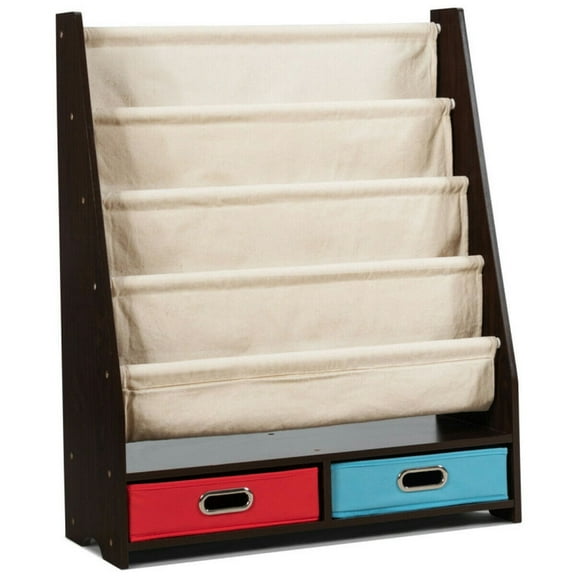 Resenkos Kids Book and Toys Organizer Shelves-Coffee, Kids Toy Storage for Kids, Boys, Girls, Nursery