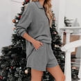 thumbnail image 5 of LIZUOJUN Pajamas for Women Set Shorts Long Sleeve Sleepwear 2 Piece Lounge Set Soft Comfortable Breathable Pjs Loungewear Notch Collar Button Down Pajama Casual Sleepwear - S, 5 of 7