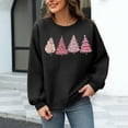 thumbnail image 4 of SYMOID Womens Christmas Tree Sweatshirt, Waffle Knit Crew Neck Relaxed Fit, Black, Cozy Holiday Casual Loungewear for Fall/Winter, Soft Fabric,Size 2XL, 4 of 6