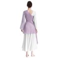 thumbnail image 3 of Aiihoo Womens Praise Dance Dress Oblique Shoulder Asymmetrical Hem Dress Floral Lace Tunic Dress Light Purple S, 3 of 7