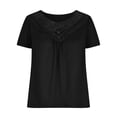thumbnail image 3 of Mittory Women's Plus Size Summer Tops Short Sleeve Shirts Lace Pleated Tunic Tops Blouses, 3 of 5