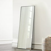 NeuType Miroir de sol noir avec support Grand miroir pleine longueur Miroir mural moderne 55"x16"