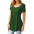 thumbnail image 3 of Enwejyy Women Casual Multi-Style Round Neck Solid Color Short Sleeve Multi-color T-Shirts Floral Print V-Neck Blouse Long Sleeve Pleated Daily Tunic Tops, 3 of 4