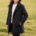 thumbnail image 2 of DJDLJWCJ Teen Girls Winter Wool Blend Coat Single Breasted Mid Length Trench Coat Kids Casual Outerwear Overcoat Black Size 6, 2 of 9