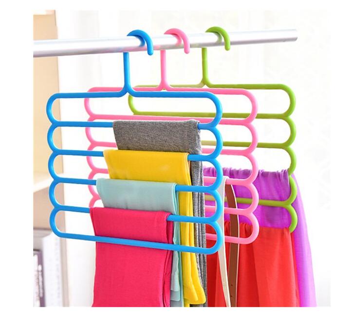 Pants Hangers 5 Layers ,Plastic Trousers Hanger,Space Saving Clothes