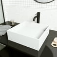 thumbnail image 3 of VIGO Montauk Modern White Matte Stone 15 in. L x 15 in. W x 5 in. H Square Vessel Bathroom Sink, 3 of 9