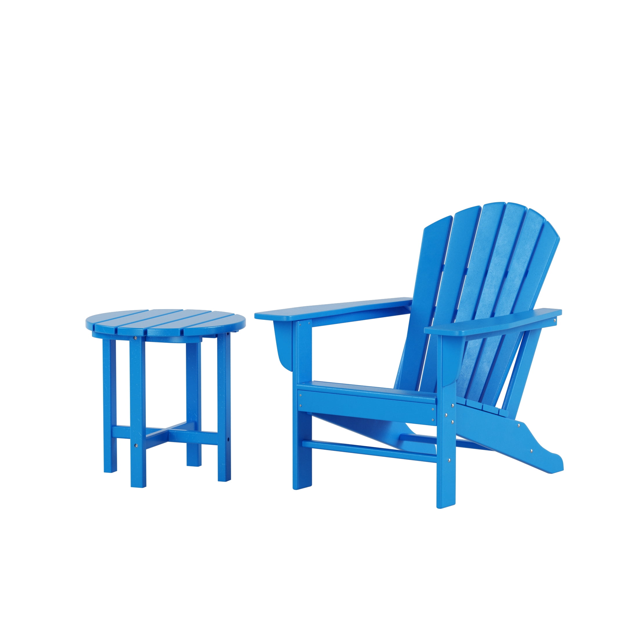 Westin Outdoor with Side Table HDPE Plastic Adirondack Chair - Pacific Blue (Set of 2)