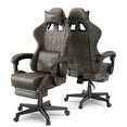 thumbnail image 6 of SOONTRANS Gaming Chair with Footrest, Computer Game Chair with Massage Lumbar Support & Headrest, High Back Vintage Office Game Chair for Adults and s, Brown, 6 of 8
