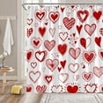 thumbnail image 2 of Valentine''s Day Shower Curtain Red Heart Love Couple Sweet Romantic Bathroom Decor Curtain with Hooks,, 2 of 6
