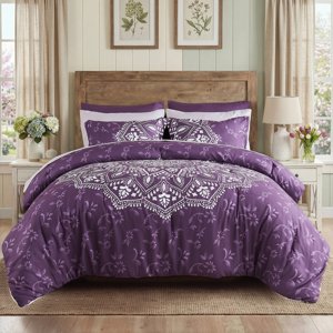 Regency Heights Queen 9-Piece Comforter Set, Purple Medallion