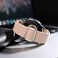 thumbnail image 2 of ANBEER 20mm Braided Nylon Solo Loop Watch Band,Stretchy Quick Release Replacement Watch Strap with Adjustable Buckle,Pink with Rosegold Buckle, 2 of 6