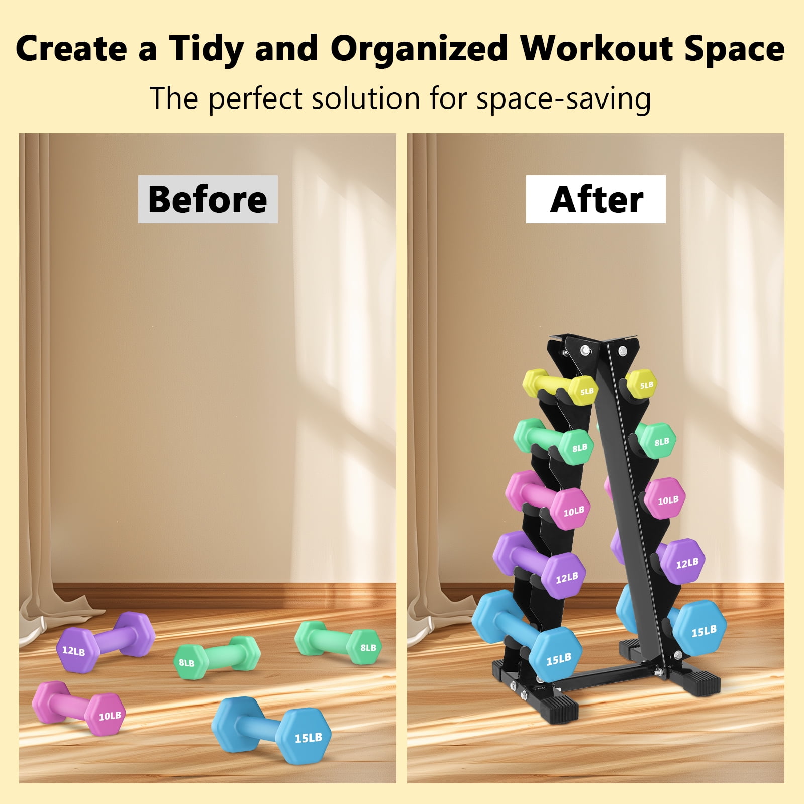 Troxlin Dumbbell Rack 5-Tier – Heavy-Duty Weight Storage Stand for Home Gym, Padded Slots & Black Steel Frame (Dumbbells Not Included)