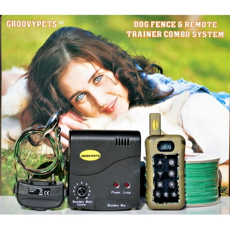 GROOVYPETS Remote Dog Training Shock Collar No Bark Trainer & In-ground/underground Electric Fence Dog Containment Combo