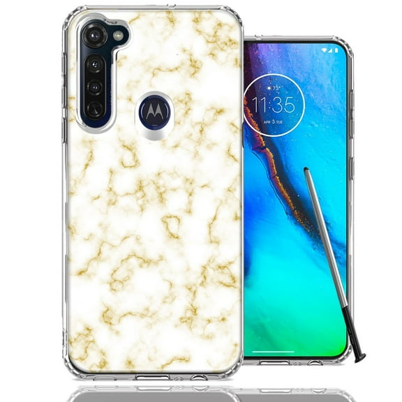 MUNDAZE For Motorola Moto G Stylus Gold Marble Design Double Layer Phone Case Cover