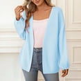 thumbnail image 3 of Lixiuxyad Womens Cardigans Women's Lightweight Cardigan Long Sleeve Casual Knit Sweater Open Front Comfortable Soft Loose Fit Stylish Plain Solid Color,Blue, 3 of 6