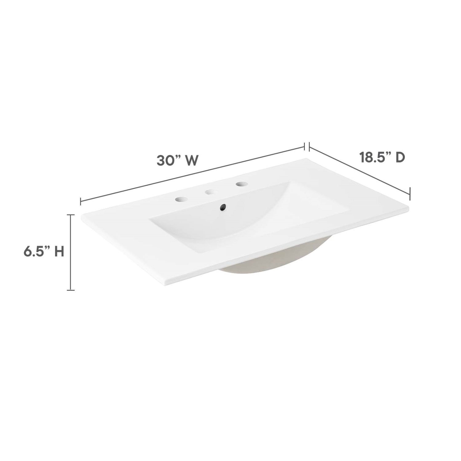 Single Vanity Sink, White, Ceramic, Hotel Bedroom Bathroom, Modern Contemporary HB33477