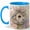 Blue, variant on Birdhouse Floral Coffee Mug, Watercolor Blue Birds, Flowers and Butterfly Design, 11 oz Ceramic Cup