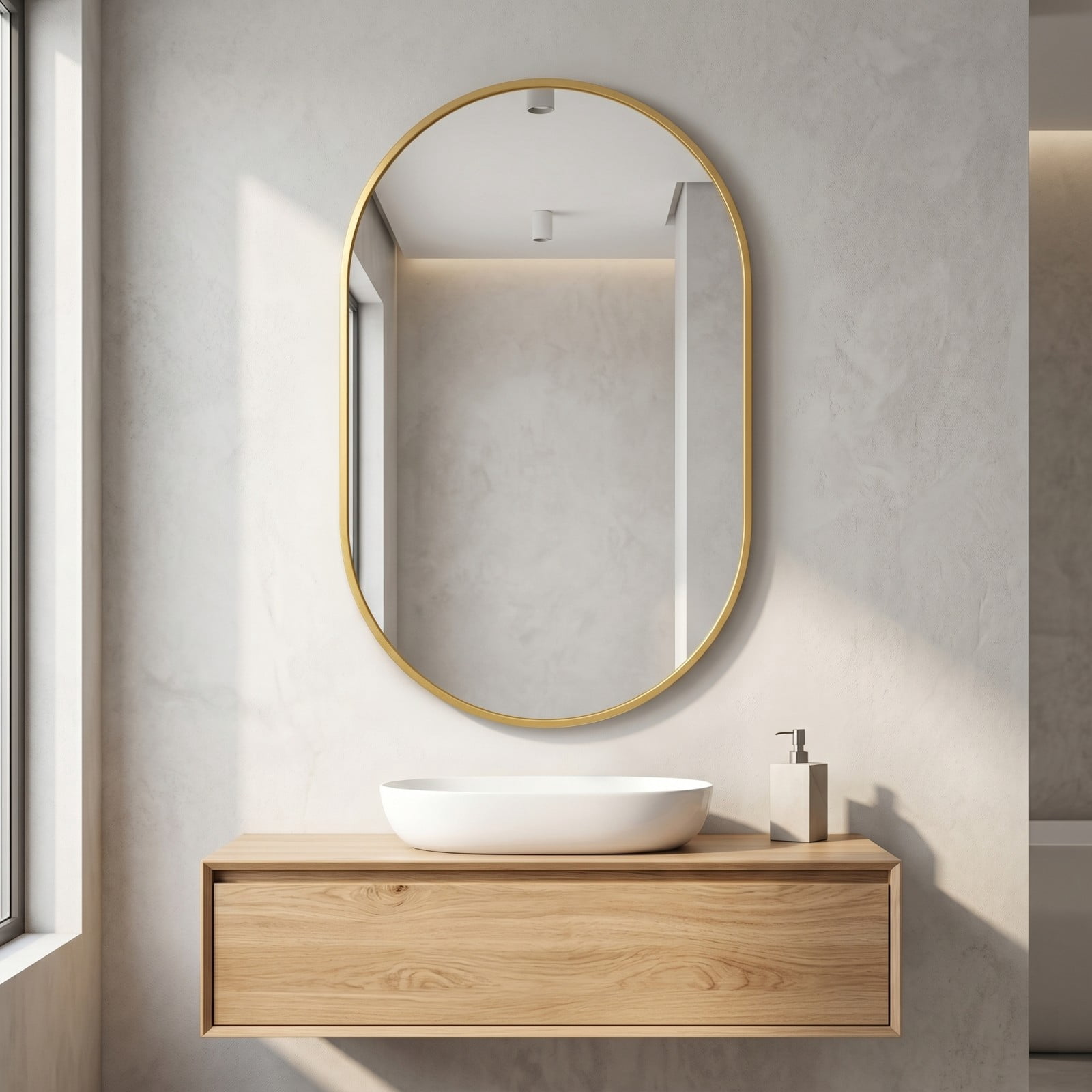 Gleamira 20"x28" Oval Mirror Bathroom Vanity Mirror Wall-Mounted Mirror, Gold