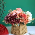 thumbnail image 2 of Ramo de simulación de rosa de hibisco, hortensia retro europea, peonía, rosa, decoración para el hogar, boda, flor artificial de seda falsa, 2 of 6