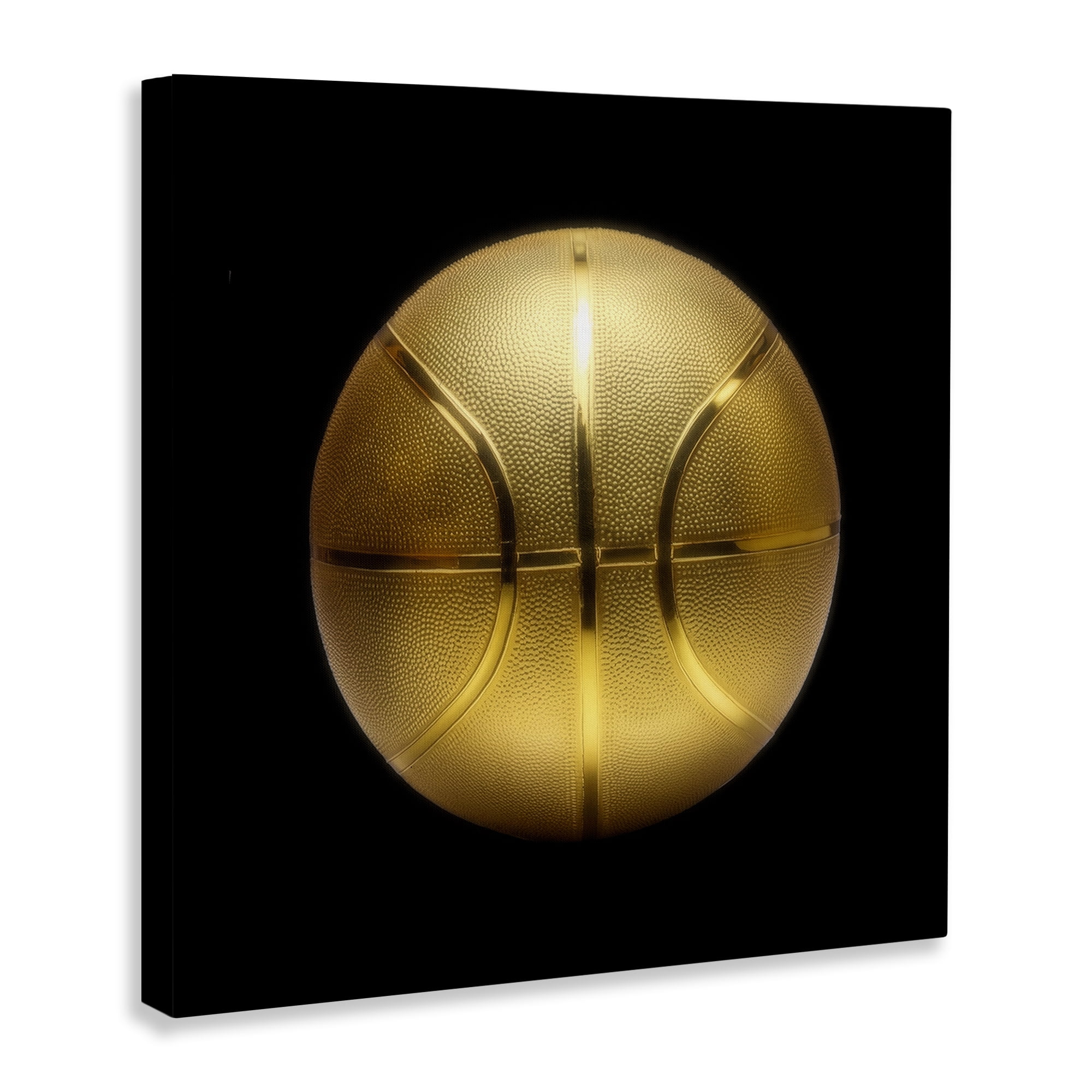 Stupell Industries Gold Designer Basketball Sports Painting Wrapped Canvas Art Print Wall Art, 24 x 24
