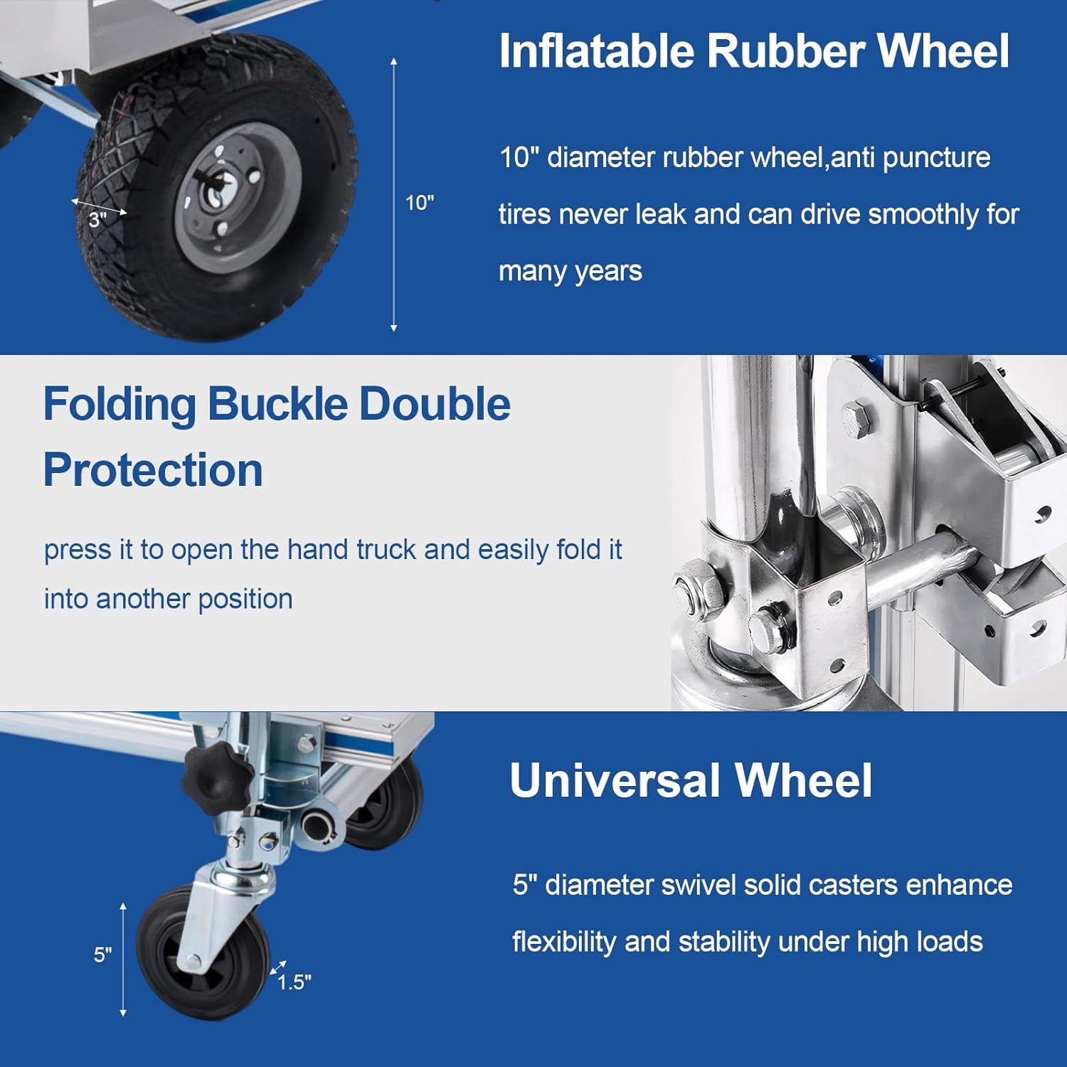Yonopro 4 in 1 Convertible Hand Truck, Heavy Duty Aluminum Hand Truck 1000 LBS Load Capacity， Durable Hand Truck Dolly with Nose Plate and 4 Wheels
