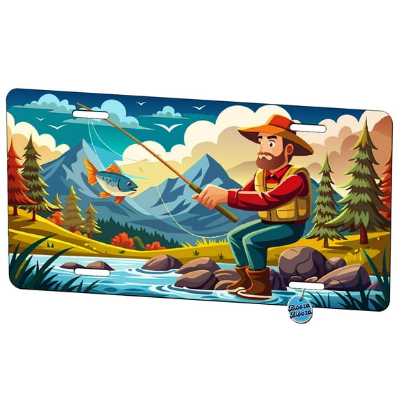 Fly Fisherman Fishing River Metal Novelty License Plate