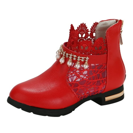 

Girls Boots Girls Mesh Lace Shoes Fashion Mesh Lace Ankle Boots Non Breathable Boots Toddler Girl Boots Size:9-9.5 Years