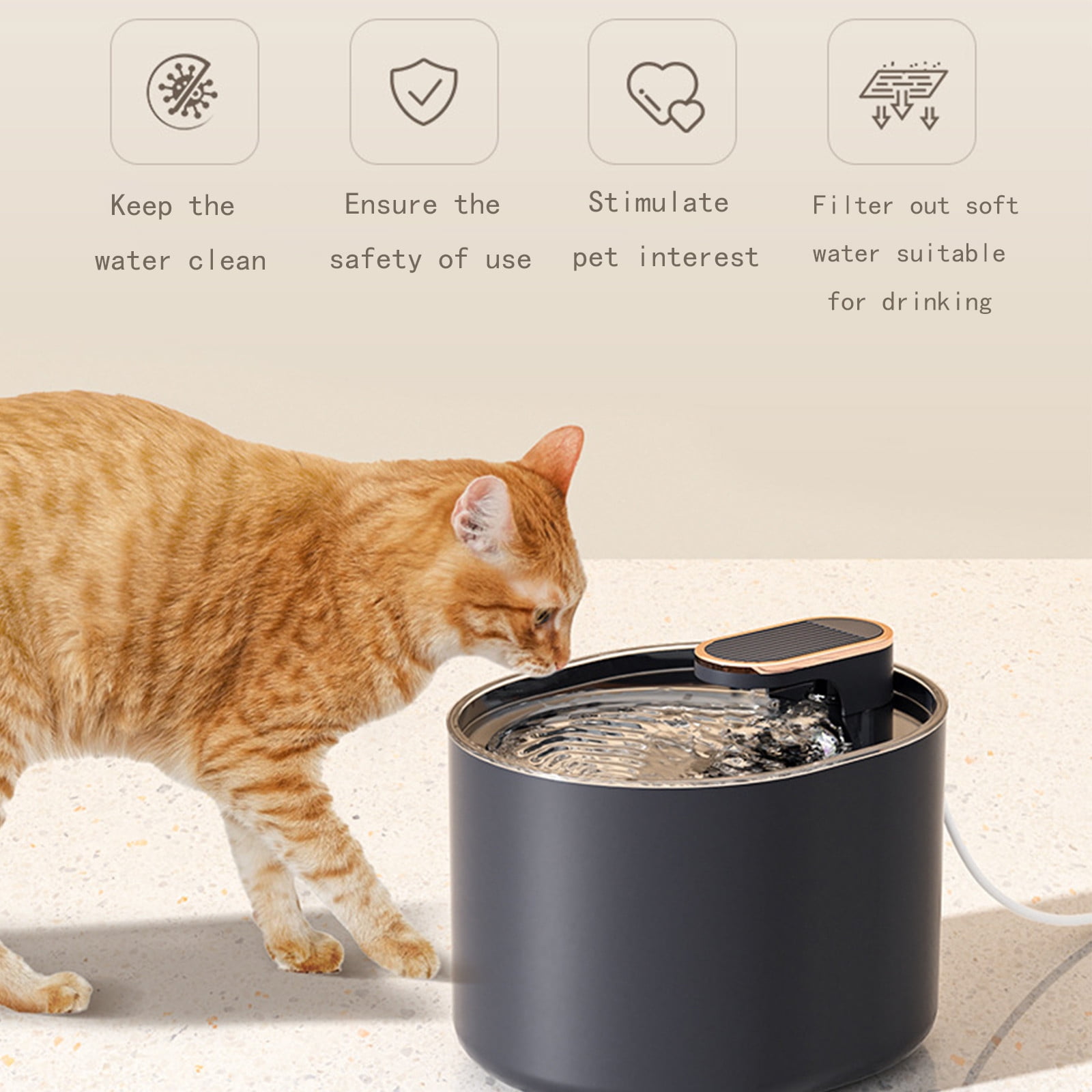 TaTaai 2Pcs Cat Water Fountain Wireless Cordless, Pet Water Fountain, Automatic Fresh Water Circulation, Cat Fountain Rechargeable Water Fountains for Cats Dogs - 3L/105oz