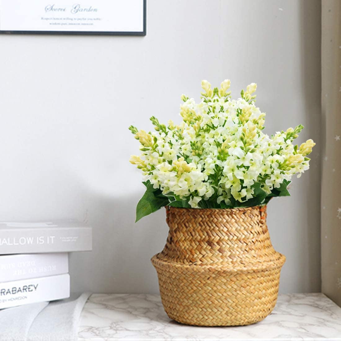 Artificial Fake Flowers Silk Plastic Plant Arrangement for Home Indoor Outdoor Garden Wedding Table Vase Decorations Faux Snapdragon Flower,3 Bouquets (White)