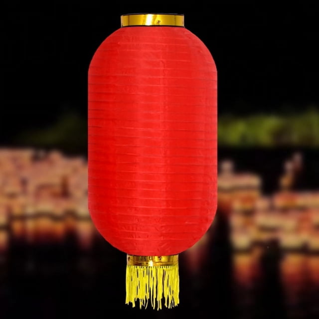Nvzi 2 linternas de seda japonesas tradicionales de 10 pulgadas, lámpara colgante roja para barra de ramen con borlas doradas para decoraciones de patio al aire libre de Año Nuevo chino