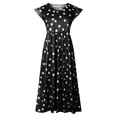 thumbnail image 4 of IROINNID Women's V-Neck A-Line Dress Fashion Casual Dot Printing Sleeveless Tie-in Waist Long Dress Full-Length Dress, 4 of 7