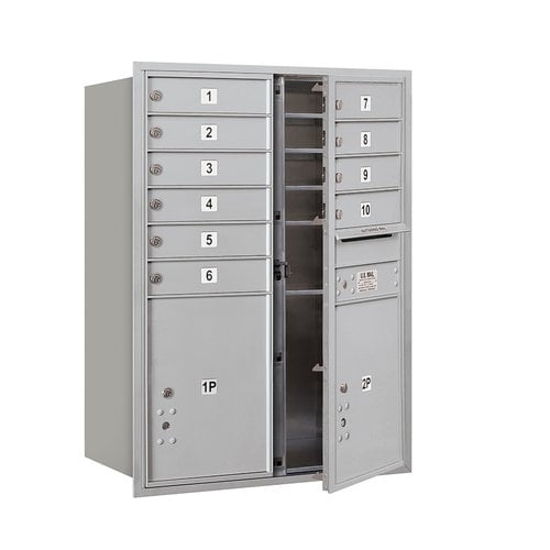 4C Horizontal Mailbox - 11 Door High Unit (41 Inches) - Double Column - 10 MB1 Doors / 2 PL5s - Aluminum - Front Loading - USPS