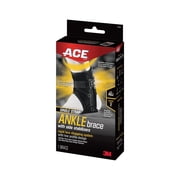 ACE Brand Ankle Support with Side Stabilizers, Adjustable, Black, 1 Brace