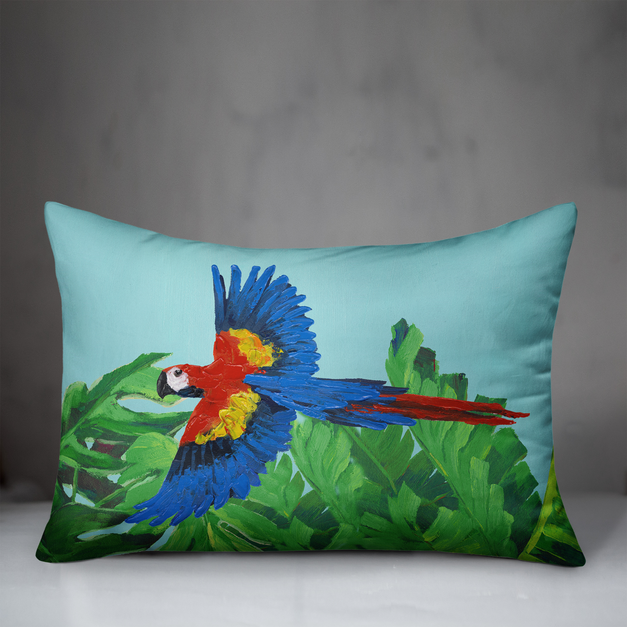 Creative Products Flying Colorful Parrot and Ferns 14x20 Indoor / Outdoor Pillow
