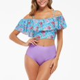 thumbnail image 3 of Women‘s Ruffled Two Piece Swimsuit Floral Printing High Waisted Bathing Suit Tummy Control Swimwear Bikini, 3 of 7