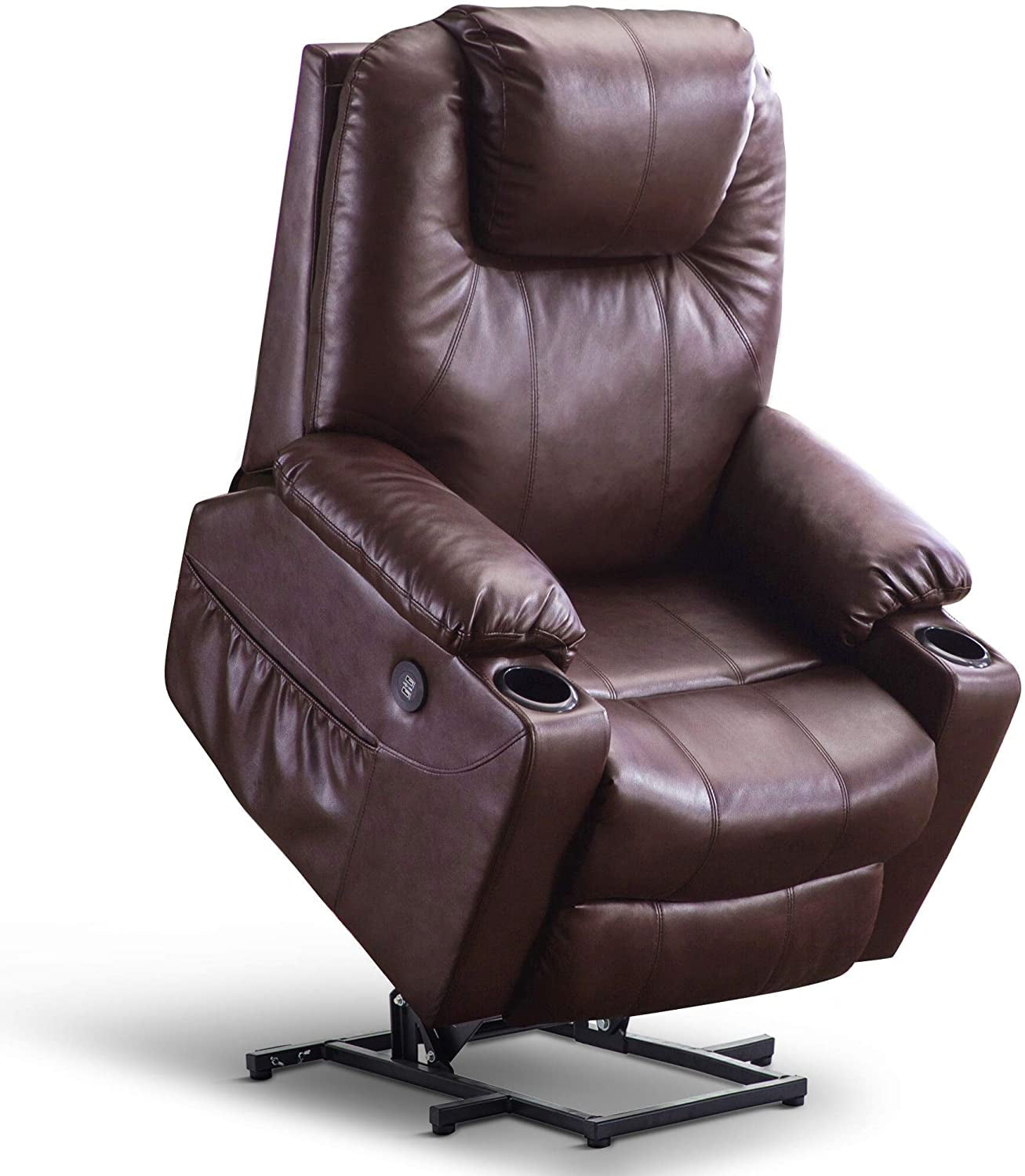 Mcombo Faux Leather Recliner Dark, Faux Leather Reclining Club Chair