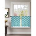 thumbnail image 2 of Sheer Curtains 45 Inch Length 2 Panels Set for Kitchen, Turquoise Morocco Semi Sheer Curtains for Windows, Boho Ethnic Traditional Geometric Voile Window Treatments Rod Pocket Curtain, 2 of 7