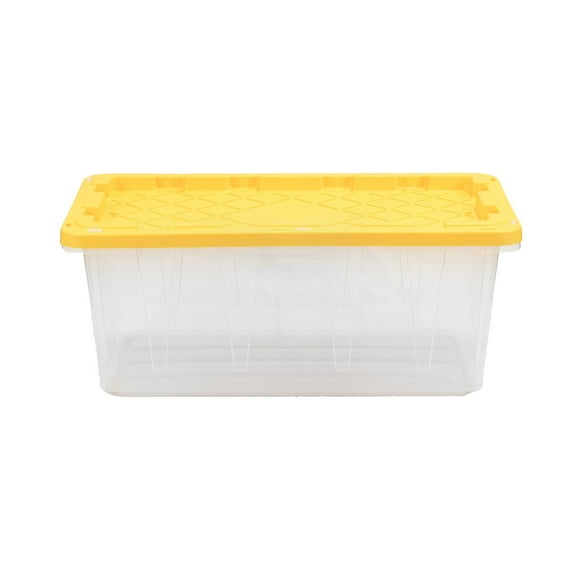 Member's Mark 38 Gallon Heavy-Duty Clear and Yellow Storage Tote,  22.0" D x  38.2" W x 15.5" H, 1 pack
