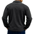 thumbnail image 5 of Dwelliawo Quarter Zip Pullover Men Waffle Corduroy Long Sleeve Pullover Tops Lightweight Collared Sweatshirt Spring Autumn Quarter Zip Sweatshirts Black L, 5 of 6