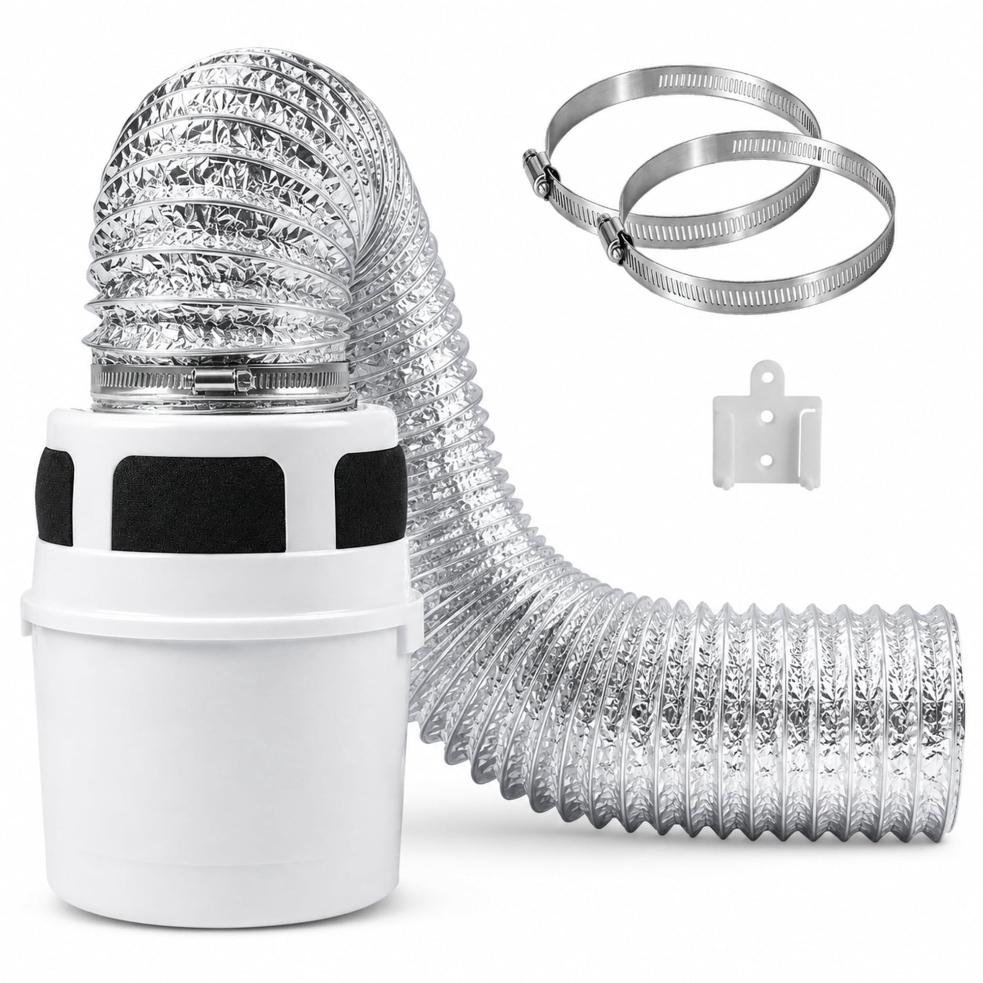 TSV Indoor Dryer Vent Kit, Lint Trap Filter Bucket for Electric Dryer with 4 in x 5 ft Aluminum Foil Extendable Proflex Duct