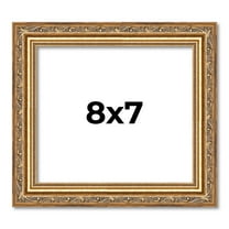 8x7 Frame Gold Solid Wood Picture Frame Width 1.25 Inches | Interior Frame Depth 0.375 Inches |