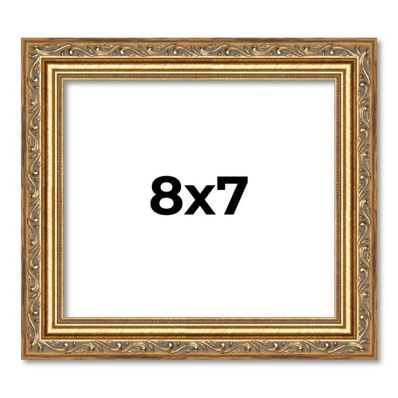 8x7 Frame Gold Solid Wood Picture Frame Width 1.25 Inches | Interior Frame Depth 0.375 Inches |
