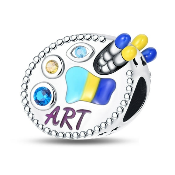KUNSIR 925 Sterling Silver Charm Color Palette Beads Charm For Bracelet or Necklace DIY Jewelry Gifts