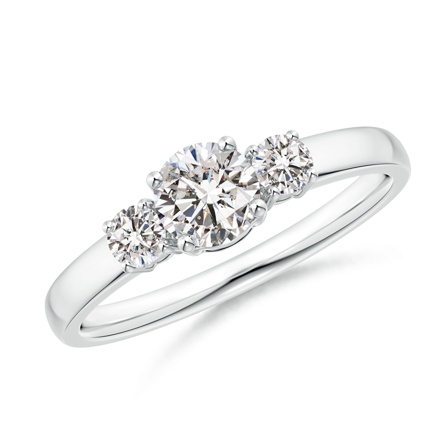 Round White Topaz Three-Stone Wedding Ring Silver Engagement Jewelry Sz 5-9 