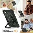 thumbnail image 5 of for iPad Pro 11" 2024 M4 5th Geneartion A2836/A2837/A3006 with Pencil Holder/360° Rotating Kickstand/Grip Handle/Shoulder Strap Kids Girls Heavy Duty Protective 3-Layers Cover, Black+Black, 5 of 8